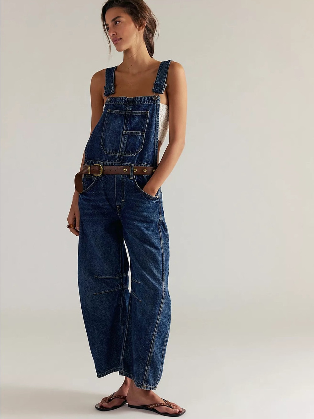 Free People NWT size Large We The Free Good Luck Barrel Overalls Dl SOLD OUT